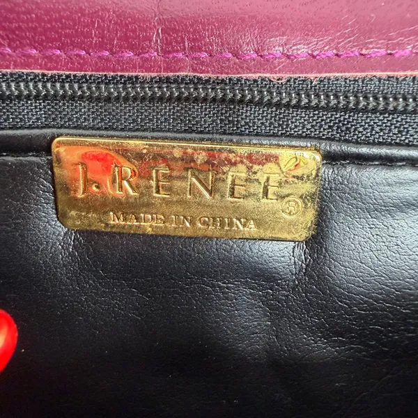J. Renee Small Crossbody Bag Purple Snakeskin Embossed Vintage Faux Leather - Image 9