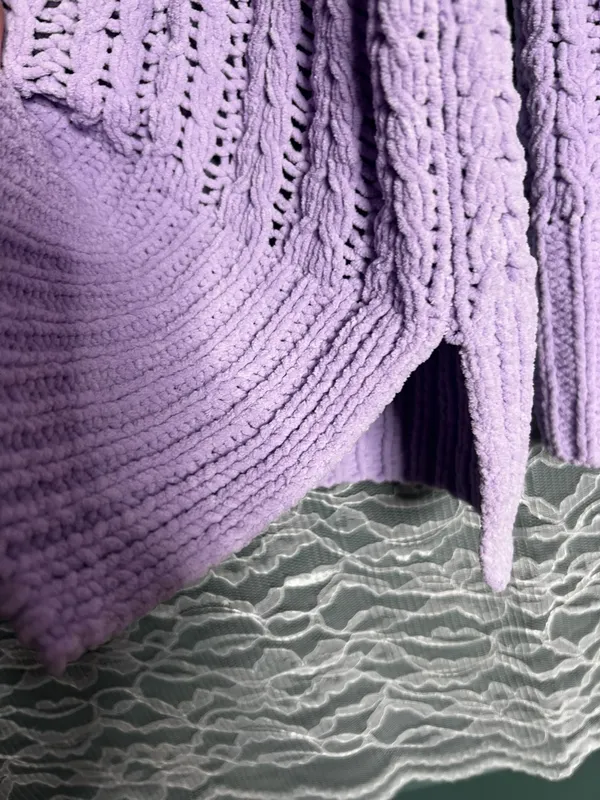 Aerie Lavender Cable Knit Quarter Zip Sweater XL Cozy Oversized Pullover - Image 5