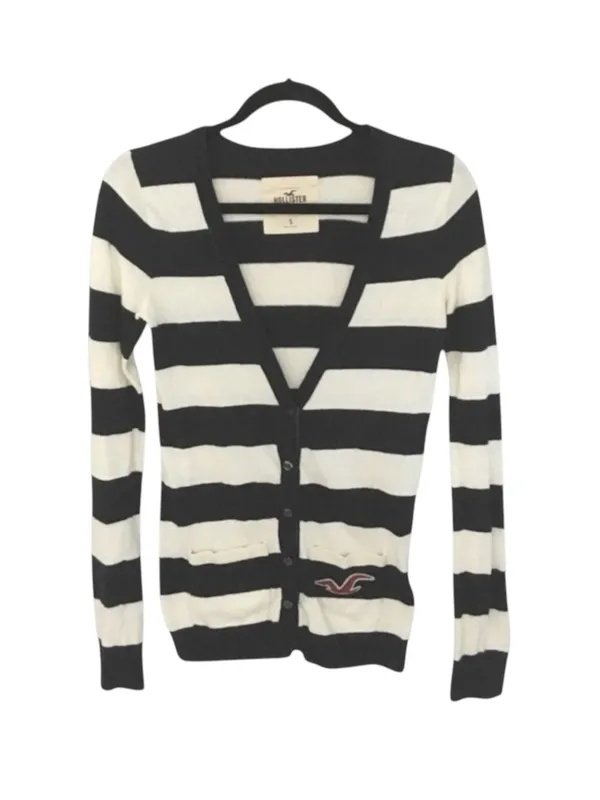 Hollister ★ Varsity Collegiate Rugby Stripe Cardigan Sweater ★ Navy White ★ S - Image 3