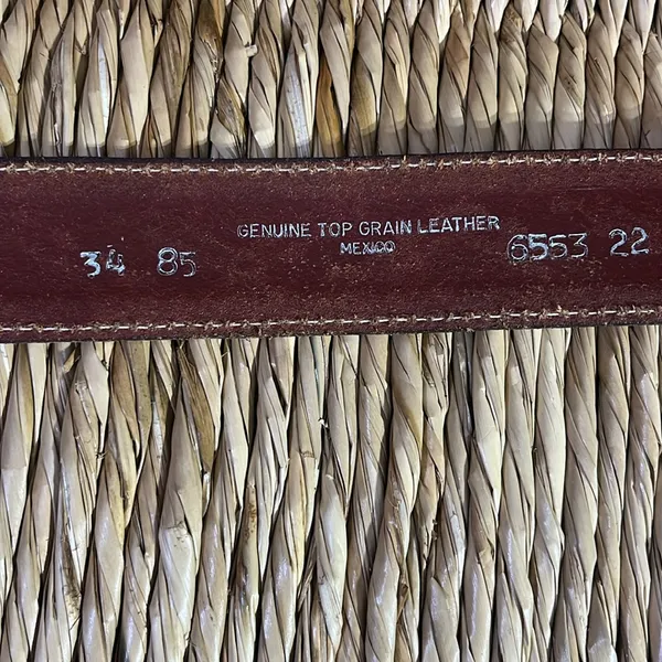 Leather brown western unisex belt. Size 34 - Image 5
