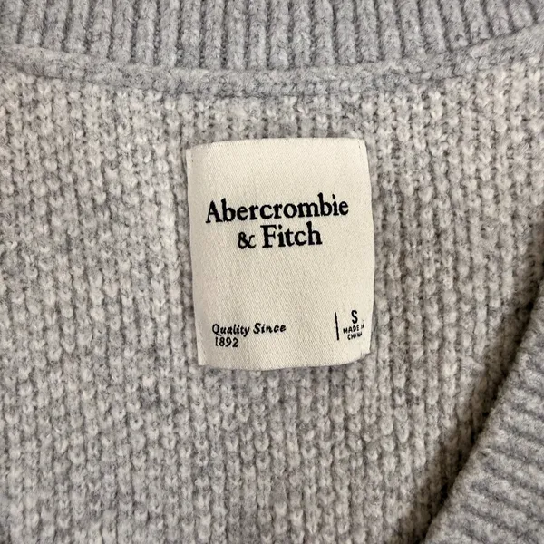 Abercrombie & Fitch Oversized Houndstooth V Neck‎ Sweater Vest Gray White Size S - Image 7