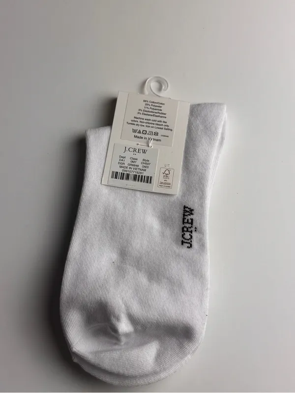 J. Crew White Crew Socks with Green Stripes New With Tag One Size - Image 6