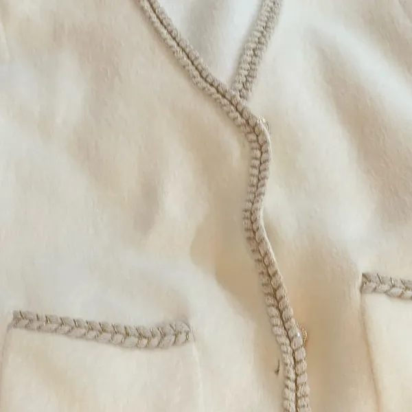Pearl Cardigan Sweater Stylish Tan Size L - Image 3