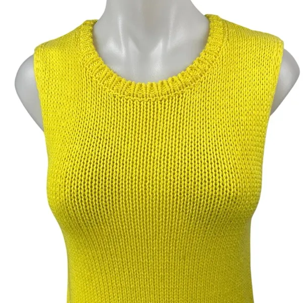 Zara Women's Yellow Sleeveless Knit Crew Neck Tank Sweater Mini Dress Size M - Image 9