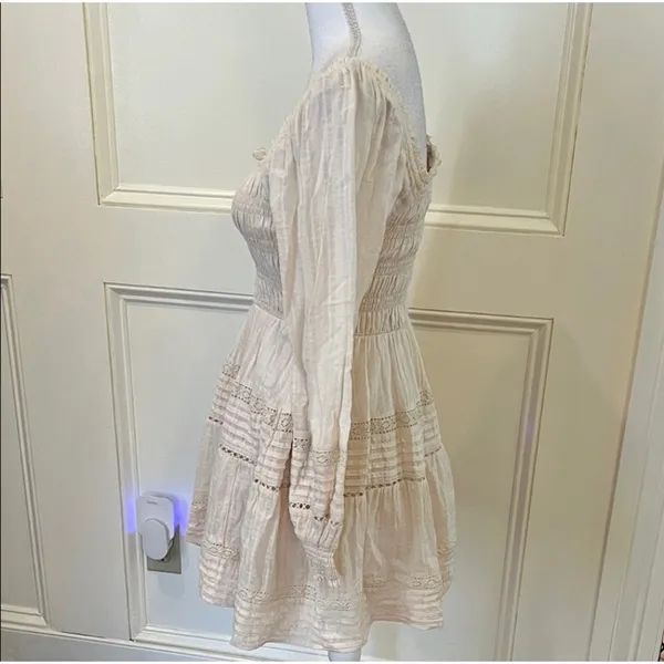 American Eagle elegant cream cotton long sleeve mini dress size small. - Image 6