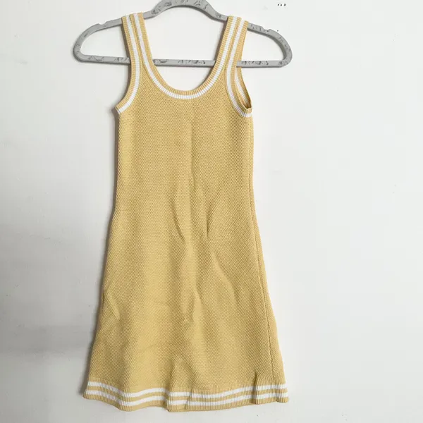 Alo Yoga Tennis Club Sweater Knit Dress Warm Butter/White XS - Image 6