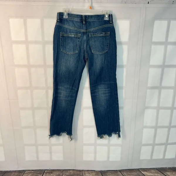 FREE PEOPLE STRAIGHT UP BAGGY MEDIUM WASH HIGH RISE JEANS size 25 - Image 5