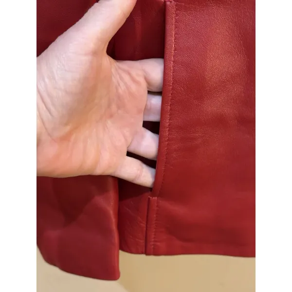 Whet Blu Leather Jacket Womens Size Medium Petite Red Zip Up - Image 6