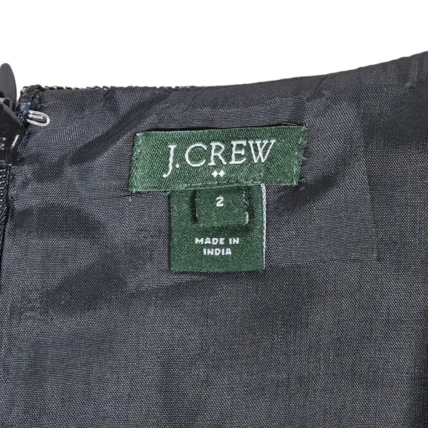 J Crew‎ Tweed Lace Trim Sheath Dress Gray Black Short Sleeve Women 2 Wool Blend - Image 5