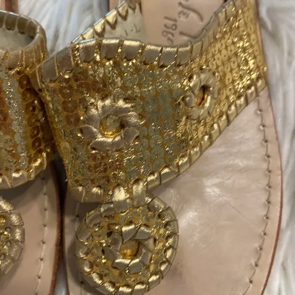 Jack Rogers Sandals size 7 M excellent condition color is gold - Image 2