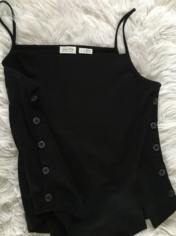 new meadow rue by anthropologie anthro black button tank top size XL - Image 2