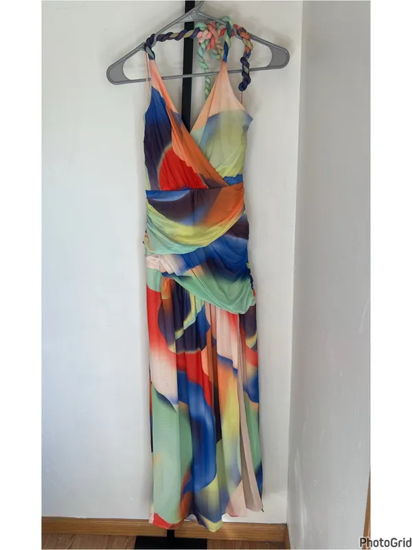 Nicholas Bristol Ruched Printed Halterneck Dress Size 6 - Image 2