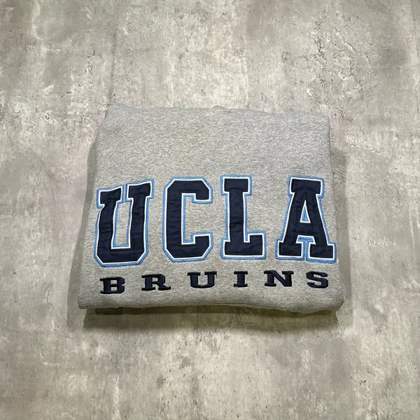 Colosseum Vintage Y2K Embroidered Grey UCLA Bruins Heavy Hoodie Sweatshirt - Image 6