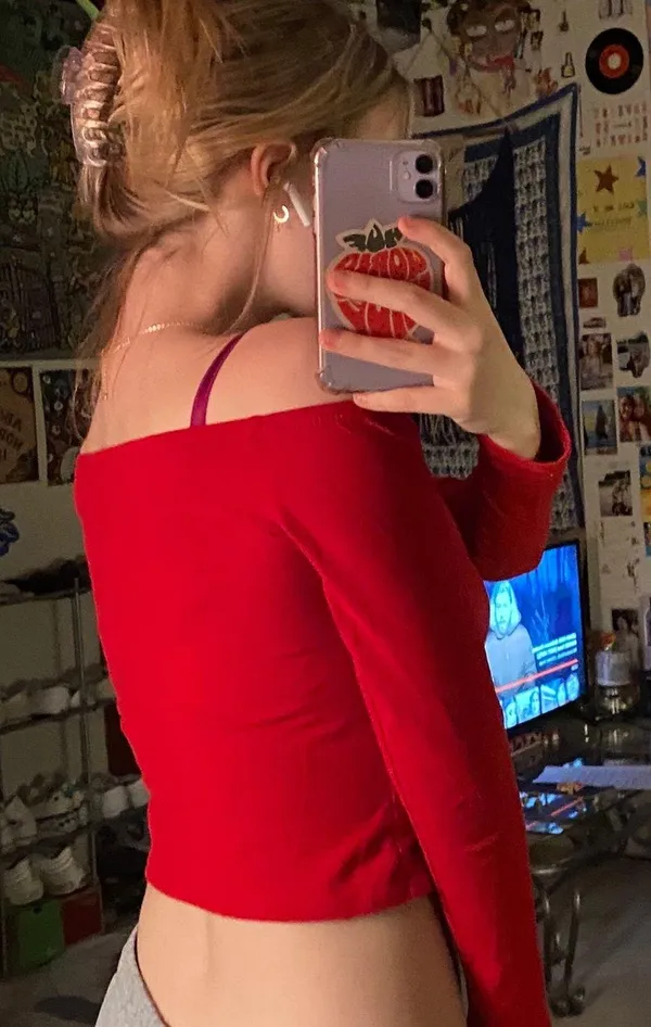 red crop long sleeve Blue - Image 2