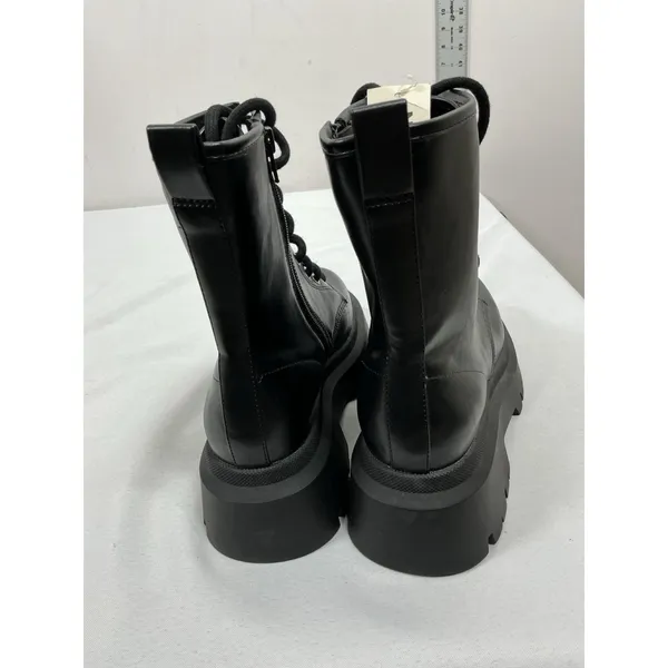 Womans NWT NOBO Platform Combat Boots 8.5 Black Lace Up Side Zip - Image 8