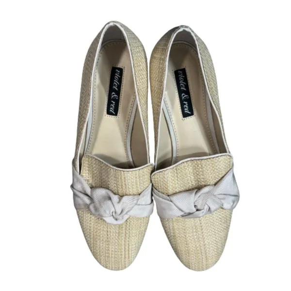 Violet & Red Woven Look Loafers Slip On Almond Toe Neutral Size 8.5 - Image 3
