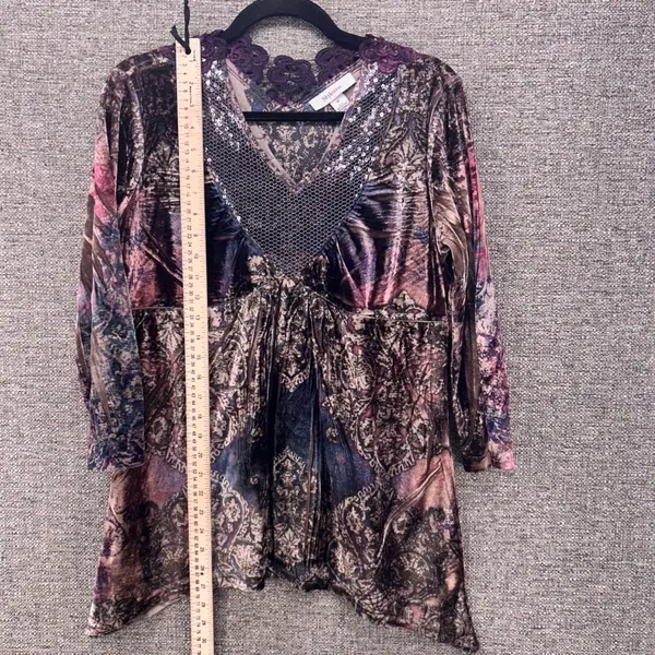 Style & Co Vintage Whimsigoth‎ Velvet Blouse Purple Medium - Image 15