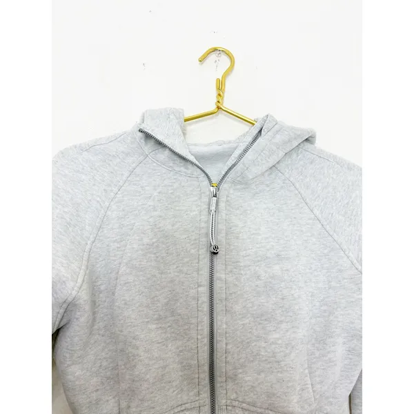 Lululemon Scuba Full-Zip Cropped Hoodie Gray Athletic Workout - Image 5