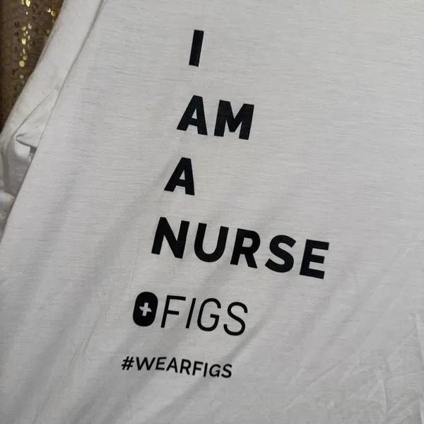 FIGS I am a nurse White Black Graphic Long Sleeve Underscrub Shirt Large NWT - Image 3