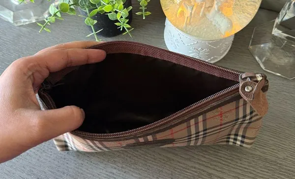 Burberry Checkered Zip Pouch Clutch - Image 6