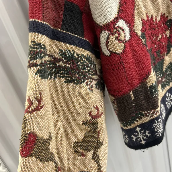 Unique Vintage Christmas Theme Thick Cotton Cardigan Made In Texas - Image 5