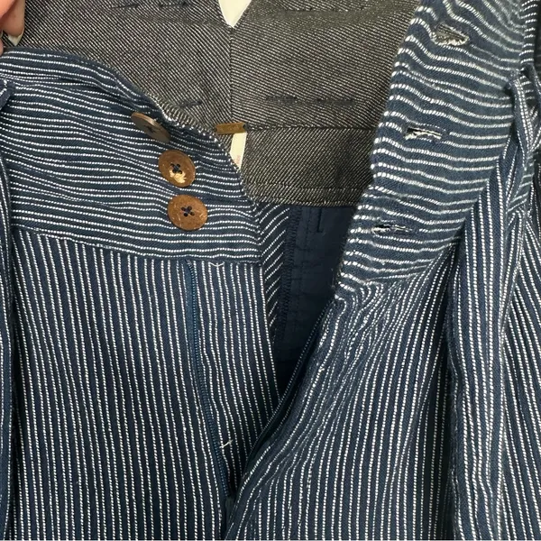 Free People Rumors Yarn Dye Blue Striped Harem Pants Size 6 - Image 12