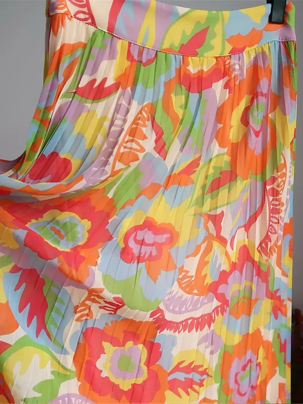 Sezane Dilo Jupe 70s Floral Pleated Midi Skirt , 34/US 2 - Image 4