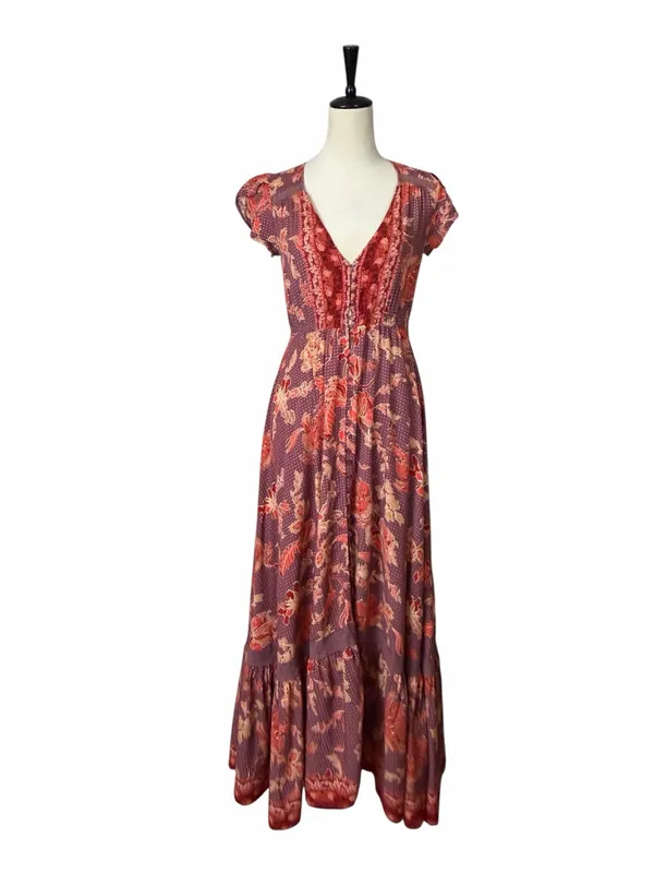 Jaase Indie Button Front Maxi Dress Women’s Size XS Bohemian Maxi Brown Floral - Image 2