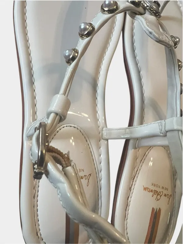 Sam Edelman Gigi Pearl Patent Leather T-Strap Sandals Porcelain Pearl Size 10 - Image 2