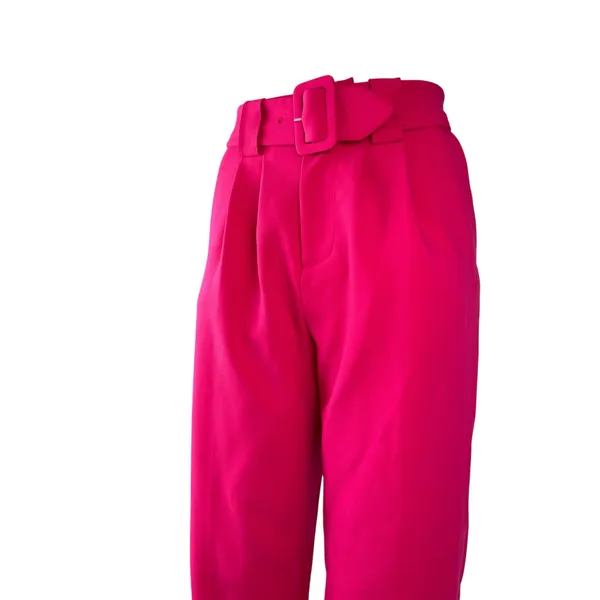 & Other Stories Pink Pleated Belted High Rise Straight Trousers Dress Pants Sz 0 - Image 2