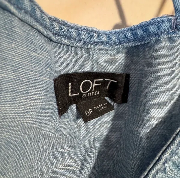 SALE! Blue LOFT Chambray Linen Blend Romper Size 0P EUC - Image 5