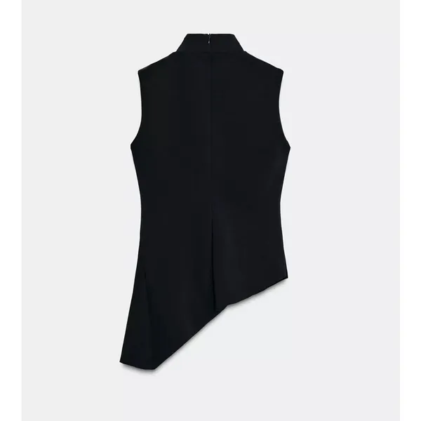 Zara NWT black asymmetrical peplum ruffle hem top - Image 10