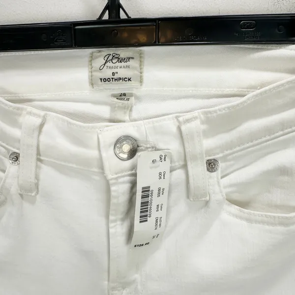 J.Crew 8" Toothpick Jean White Skinny Stretch Classic Denim Womens US 24 NWT - Image 4