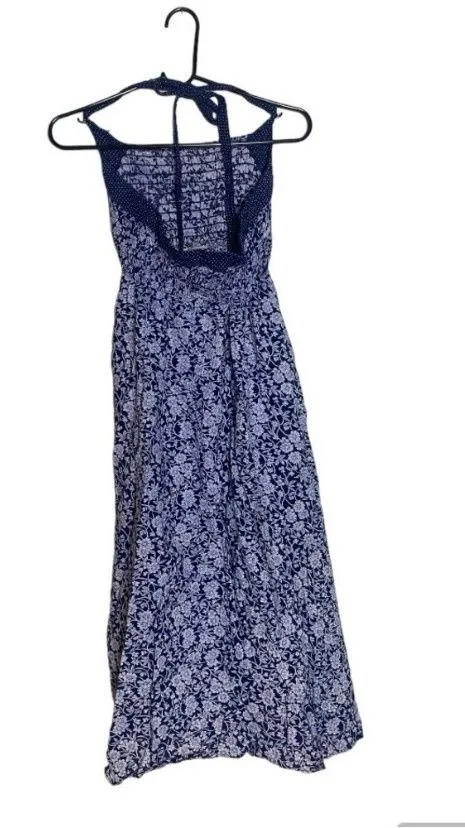 Vintage 1970's blue and white floral maxi dress - Image 2