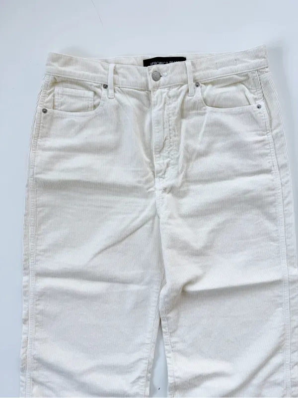 Veronica Beard Taylor High Waist Crop Wide Leg Corduroy Pants size 32 - Image 3