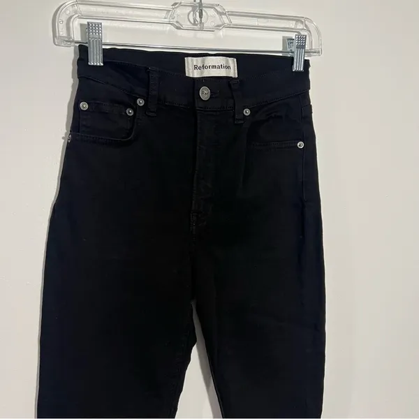 Reformation High Rise Skinny Jeans Black Size 25‎ Minimalist Feminine Casual - Image 3