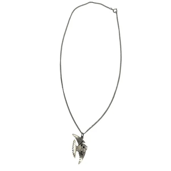 Angelfish Necklace Silver Pewter Toned Vintage - Image 3