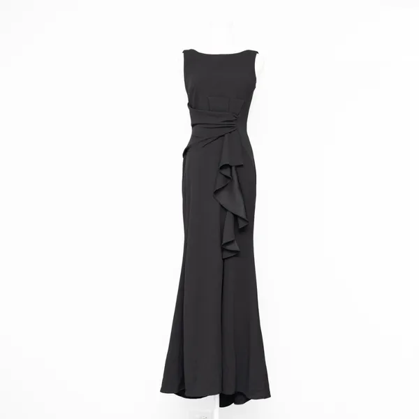 Betsy & Adam. Christine Scuba Crepe Ruffled‎ Bow Gown. - Image 2