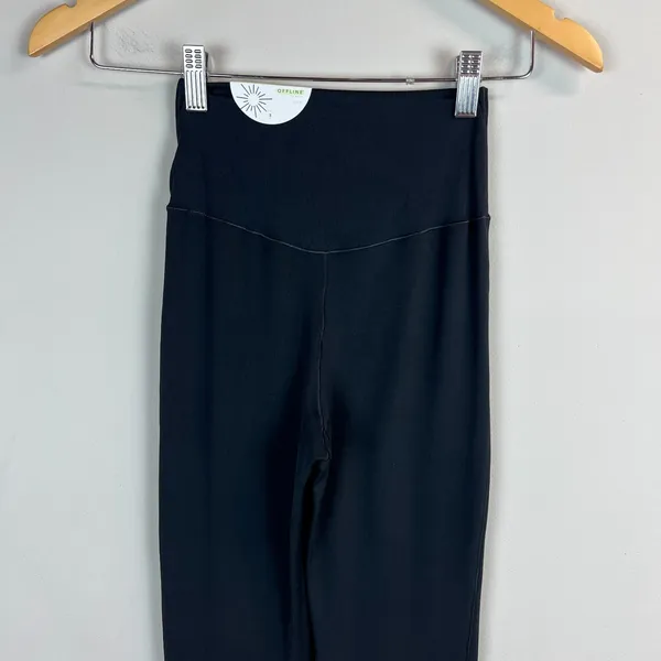 Aerie Offline Real Me Super Flare Crossover Hi-Rise Leggings Womens‎ Small Black - Image 10