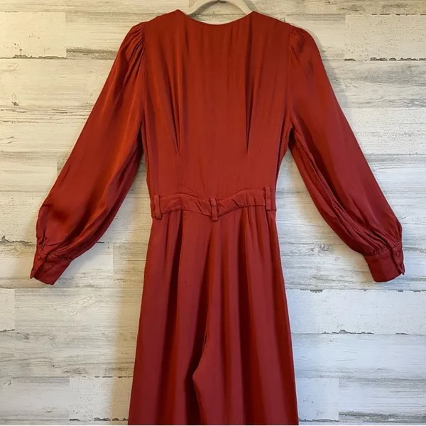 & Other Stories Flare Leg Lightweight Jumpsuit Outing Rust Red Sz 2‎ - Image 8
