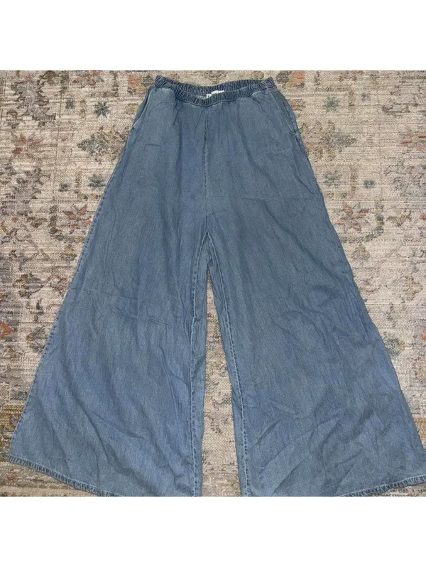 Mango Siros Pull-On Wide Leg Denim Pants - Image 3