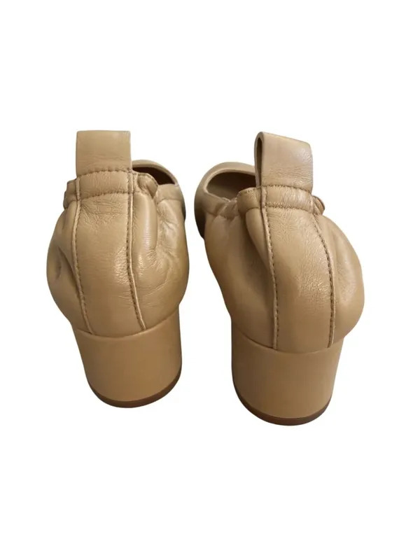 EVERLANE Beige Leather Block Heels Size US 6 - Image 6