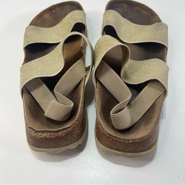 Birkenstock Papillio Cosma Sandals Women 38 7.5 Gold Cork Comfort Elastic Strap - Image 3