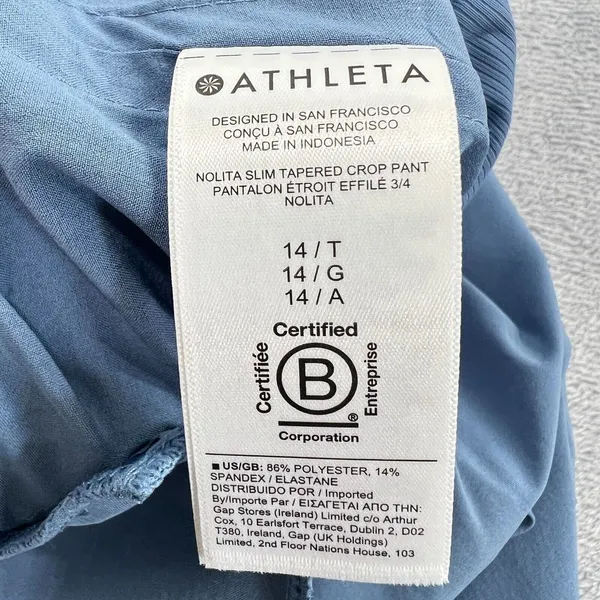Athleta Nolita‎ Slim Tapered Crop Pants Light Blue Women 14 Pockets Relaxed Fit - Image 6