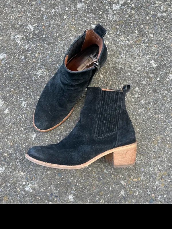 Paul Green Women Sante Cowboy Italian Black Suede Boots - Image 4