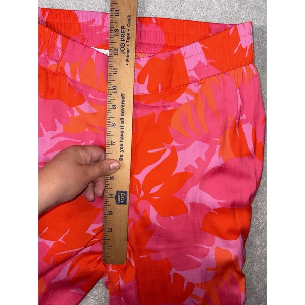 maison d' amelie pants pink Red palm tropical‎ print pants Medium Wide Leg Flowy - Image 7