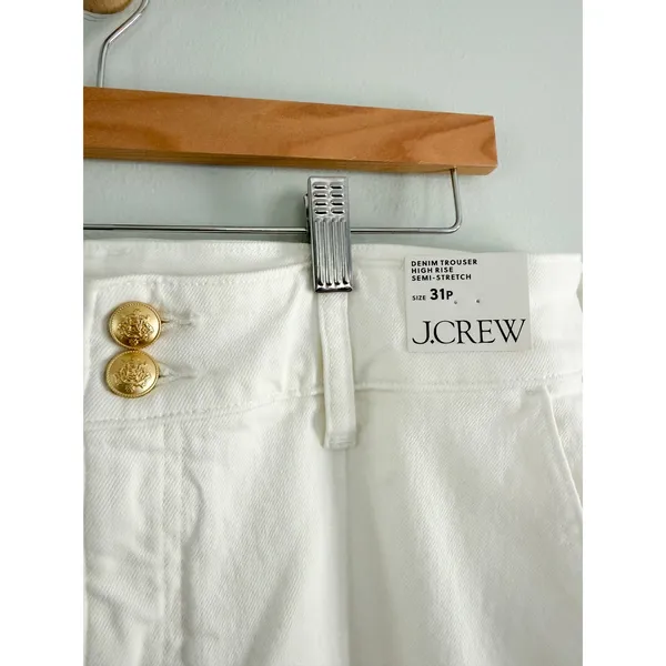 J.Crew | NWT Petite Denim Trouser Jean Stacked Buttons White | Sz P31 - Image 5