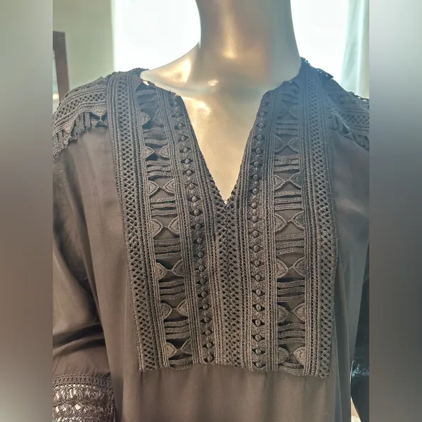 NWT Tuckernuck Black Pippa Fringe Lace Mini Dress Boho Chic Medium - Image 4