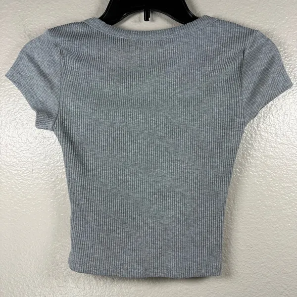 White Fox Boutique Gray Ribbed square neck Top SZ:XS - Image 2