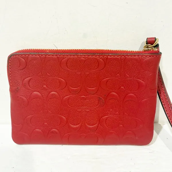 Coach Electric Red Leather Wristlet Corner‎ Zip Wristlet 67555 Wallet - Image 6